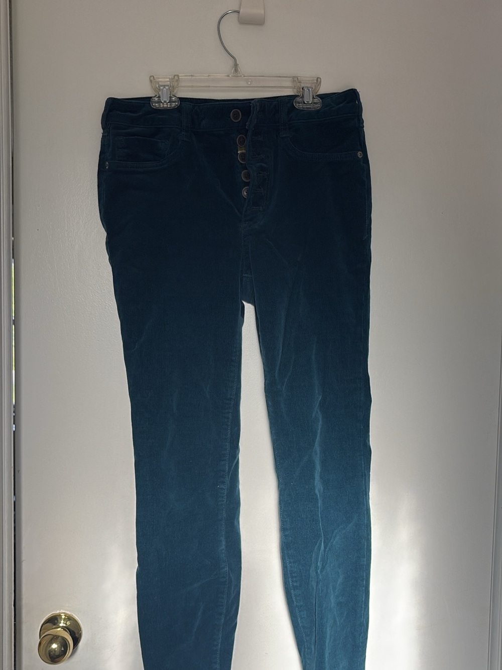 Pilcro Teal Corduroy High-Rise Button-Fly Pants